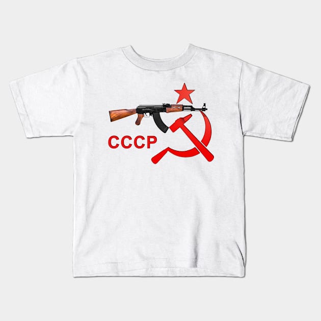 cccp star - ak47 Kids T-Shirt by hottehue